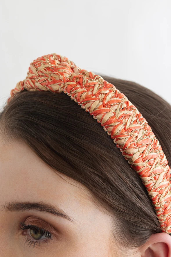 Bowies World Palm Springs Headband - Orange at cloth in brick close up