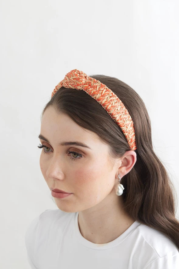 Bowies World Palm Springs Headband - Orange at cloth in brick zoomed out view 