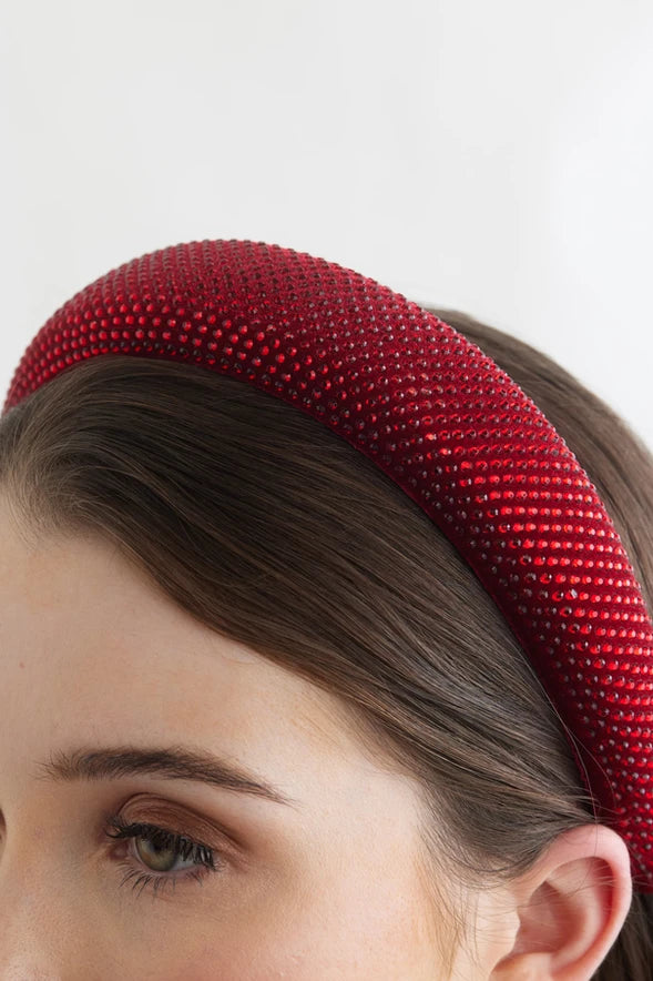 Bowies World Verona Headband - Red Close Up Side View at Cloth in Brick 