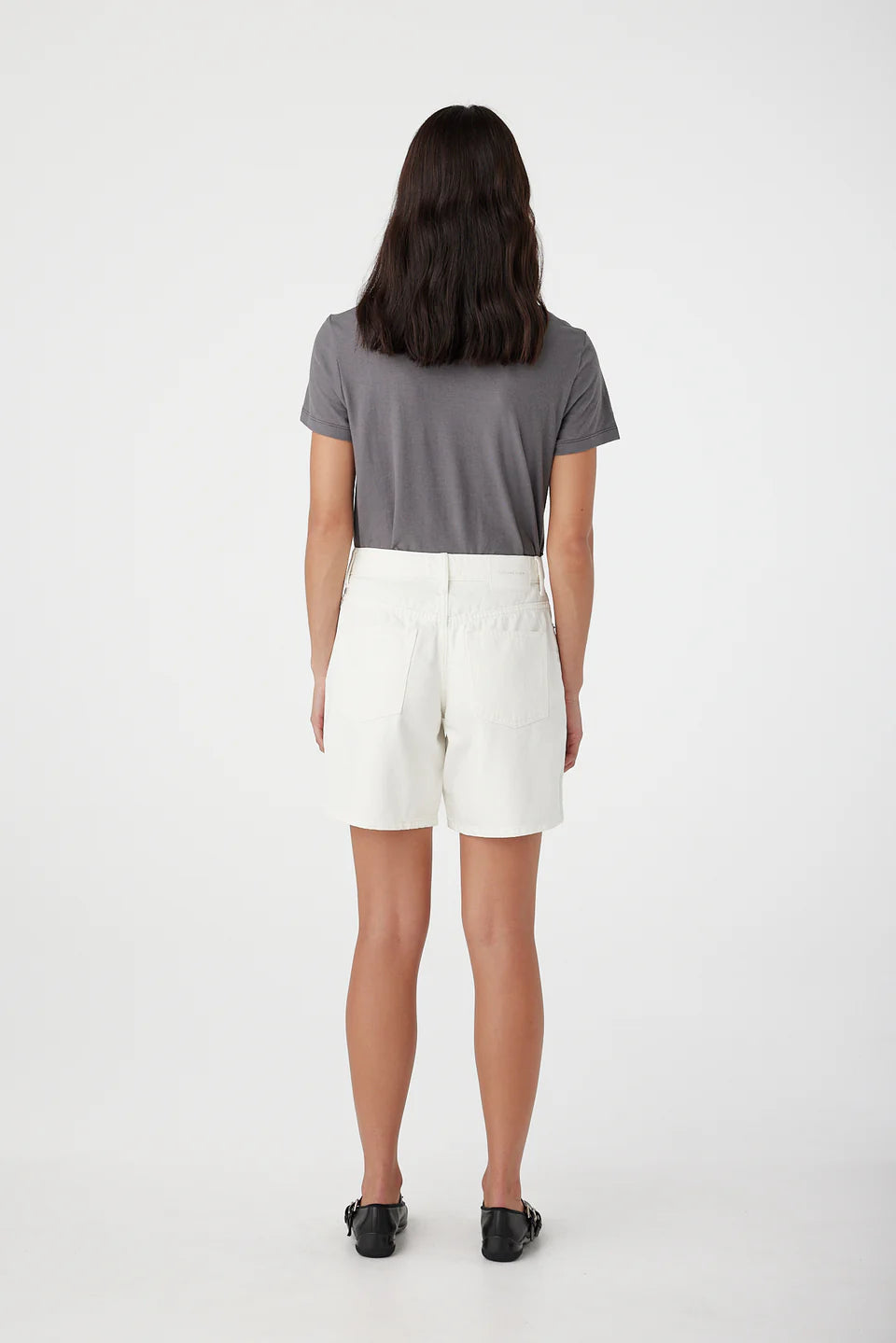 Martha Mid Rise Relaxed Short - White Outland Denim