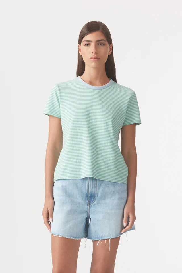 Ivy Tee - Stripe Green Blue Outland Denim