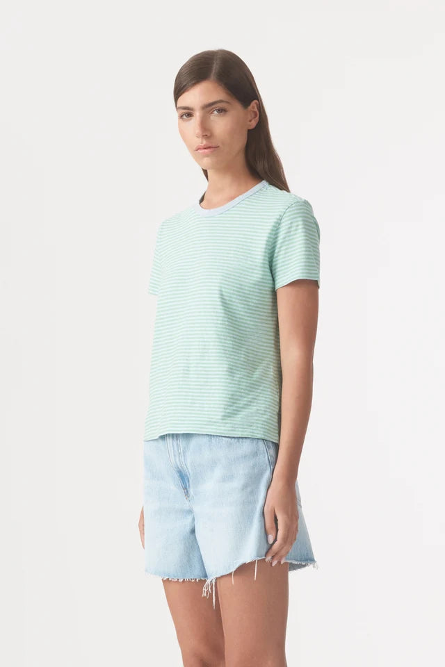 Ivy Tee - Stripe Green Blue Outland Denim