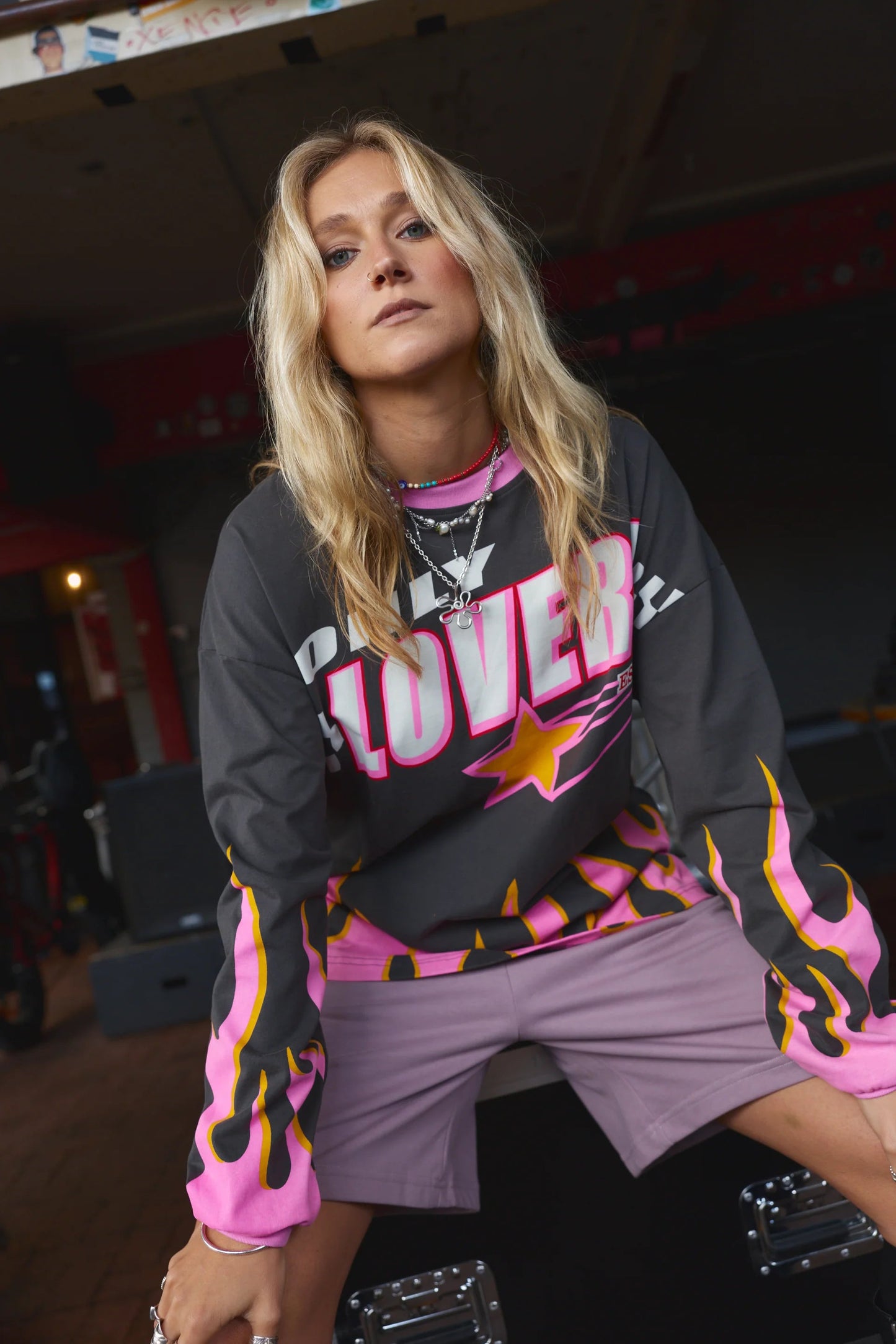 Moto Long Sleeve Tee - Charcoal Only Lovers Left