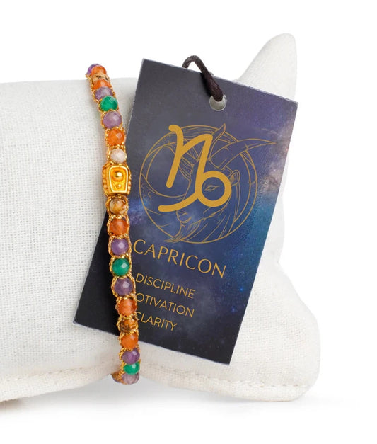 Capricorn Crystal Zodiac Gemstone Bracelet - Gold (Copy) Nusands