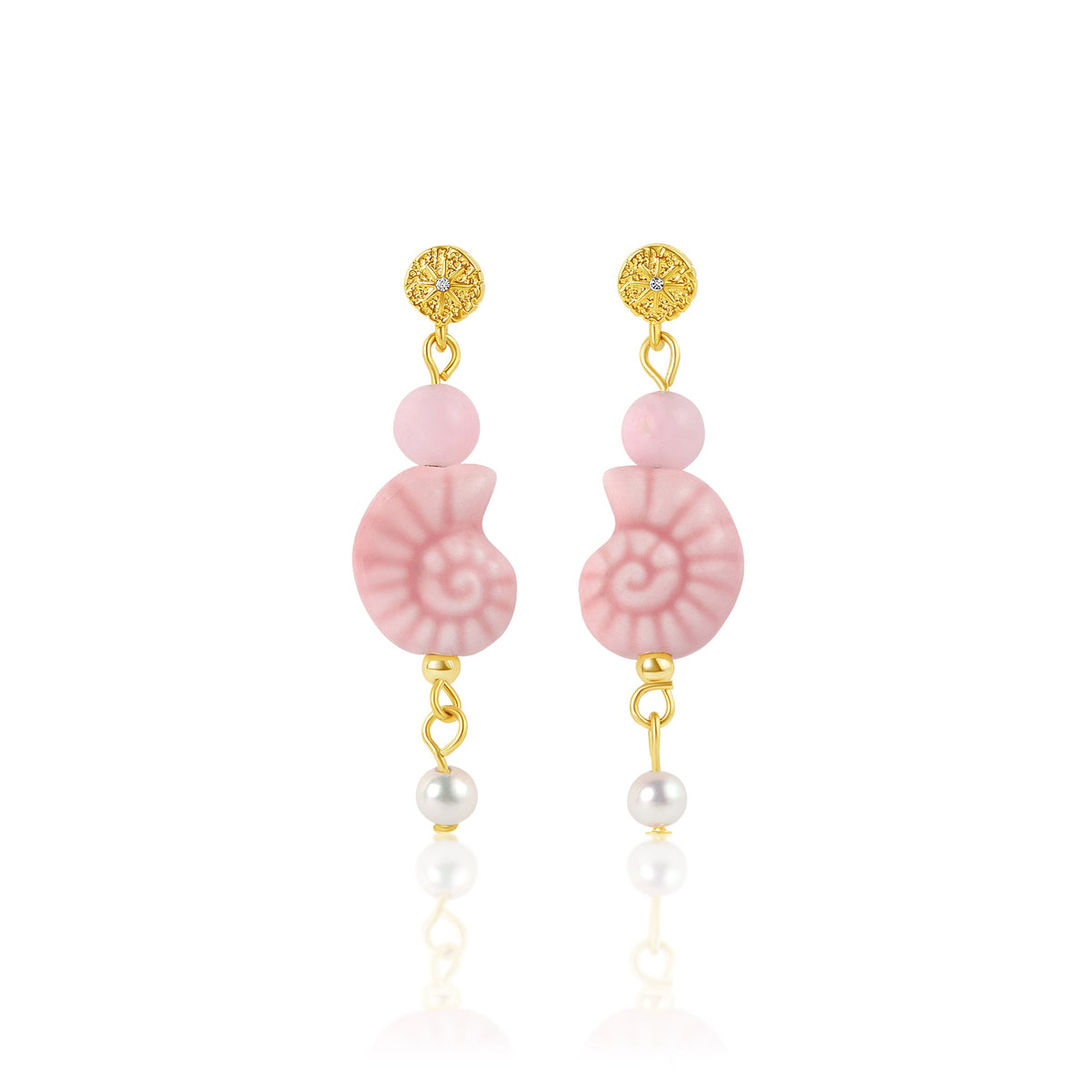 San Sebastian Conch Earrings - Pink Carly Paiker