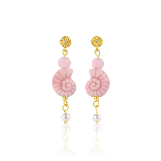 San Sebastian Conch Earrings - Pink Carly Paiker