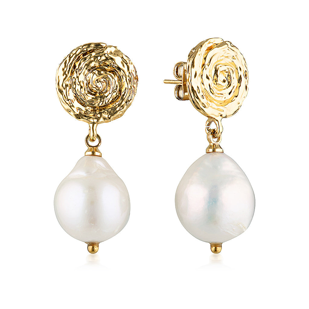 Spirallo Baroque Pear Earrings - Gold Carly Paiker