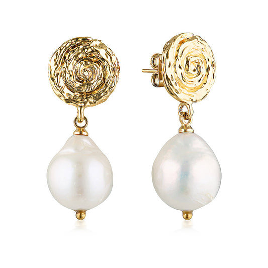 Spirallo Baroque Pear Earrings - Gold Carly Paiker