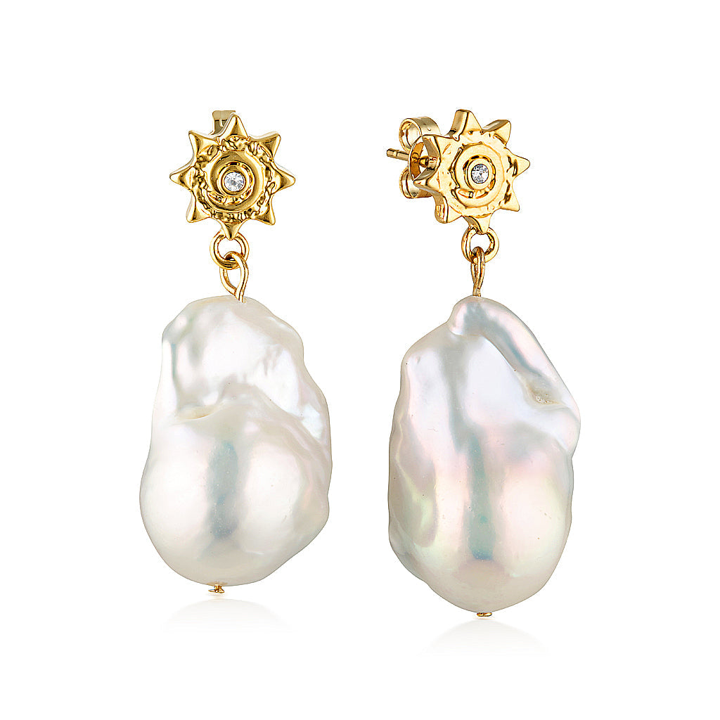 Surfrider Baroque Pearl Earrings - Gold Carly Paiker