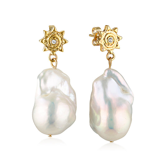 Surfrider Baroque Pearl Earrings - Gold Carly Paiker