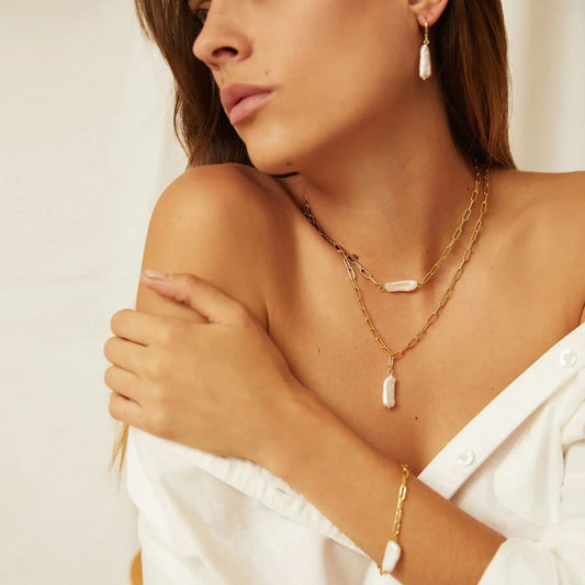 Cecilia Gold and Pearl Necklace Arms of Eve