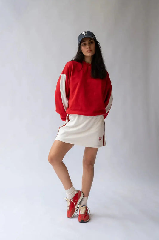 Front View Ciao Bonjour Sweatshirt - Cherry Araminta James