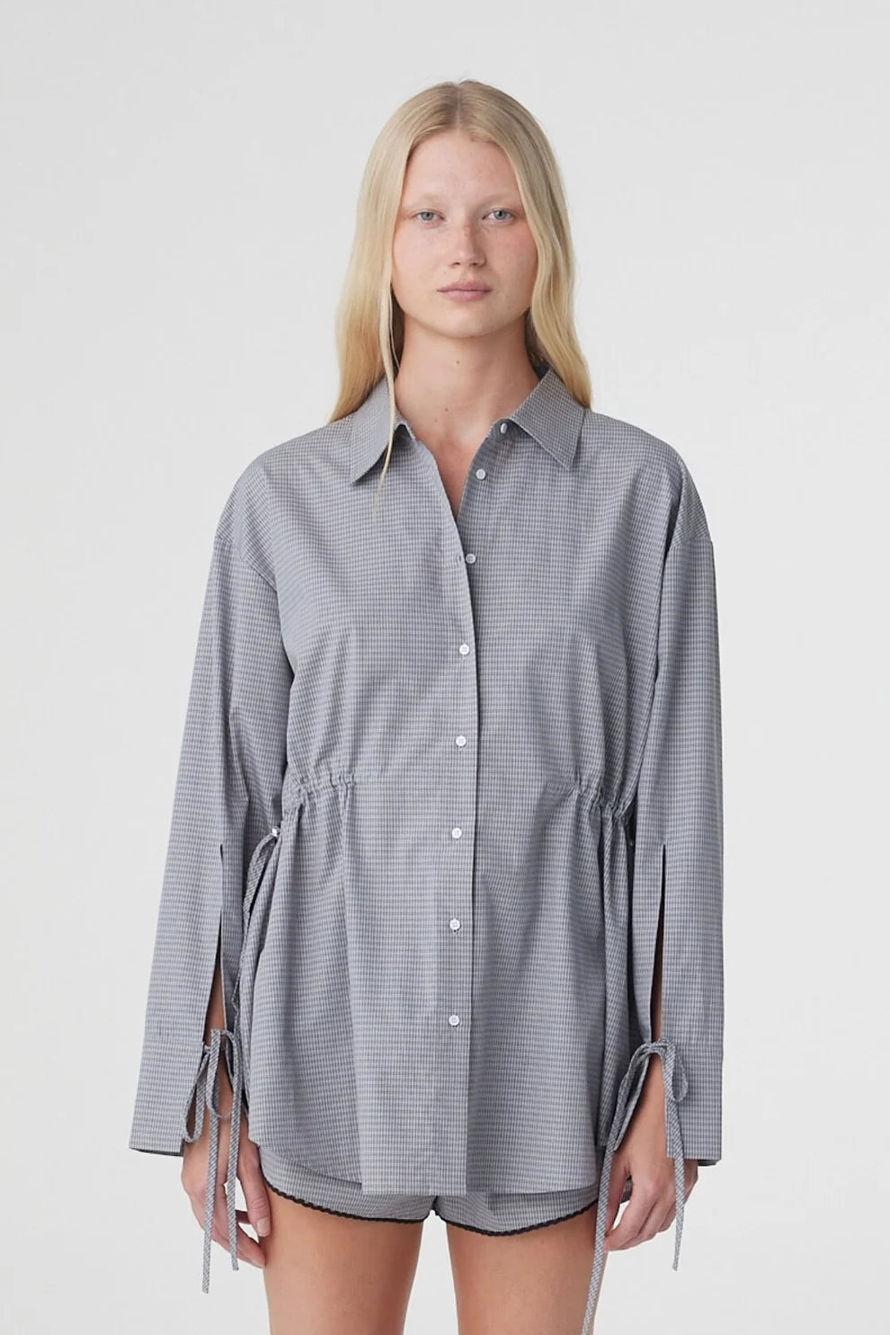 Sia Shirt - Muted Blue Check Arcaa