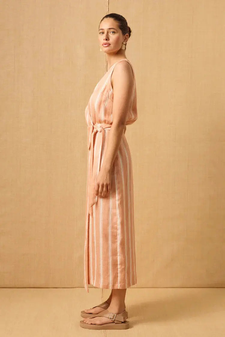 Coral Stripe Dress - Coral Sand Stripe Mon Renn