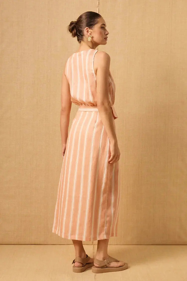 Coral Stripe Dress - Coral Sand Stripe Mon Renn