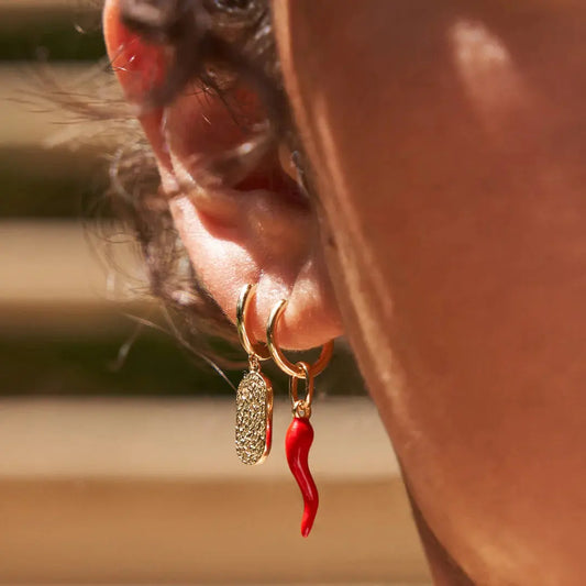 Cornicello Red Charm Earrings Arms of Eve
