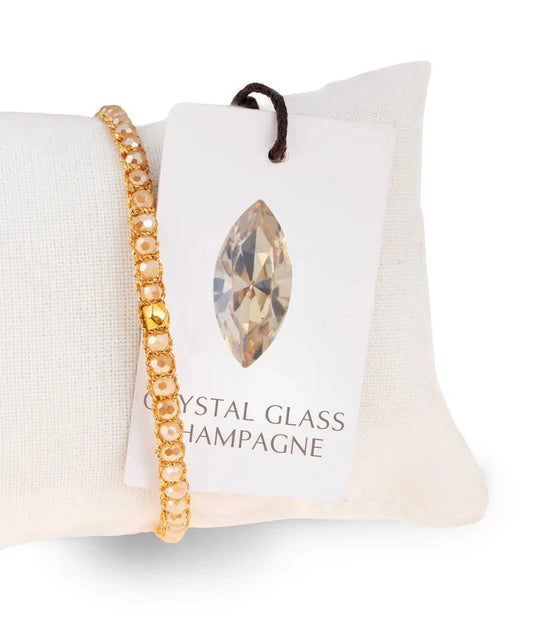 Crystal Glass Champagne Gemstone Bracelet - Gold (Copy) Nusands
