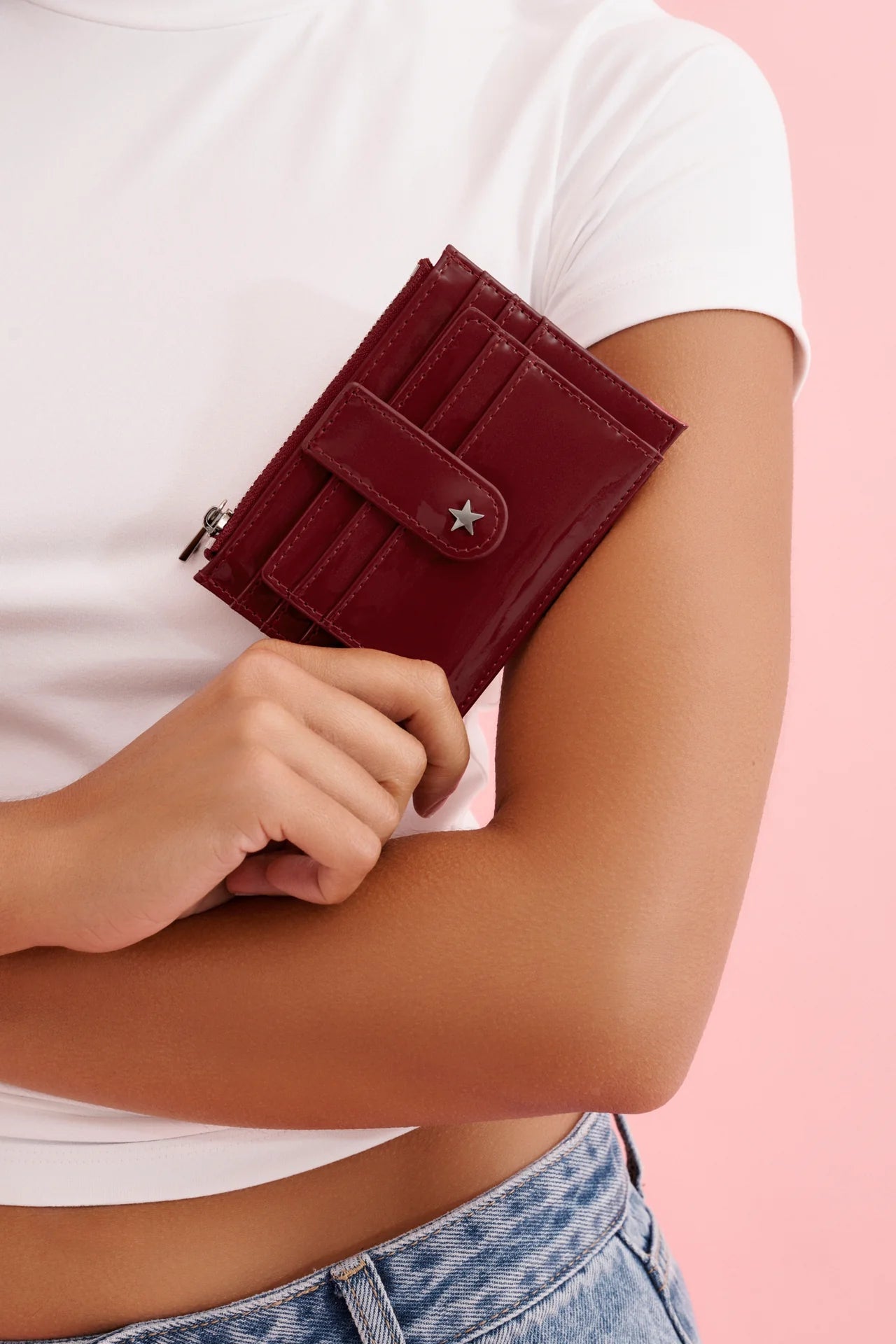 Daisy Card Wallet - Patent Burgundy Georgia Mae