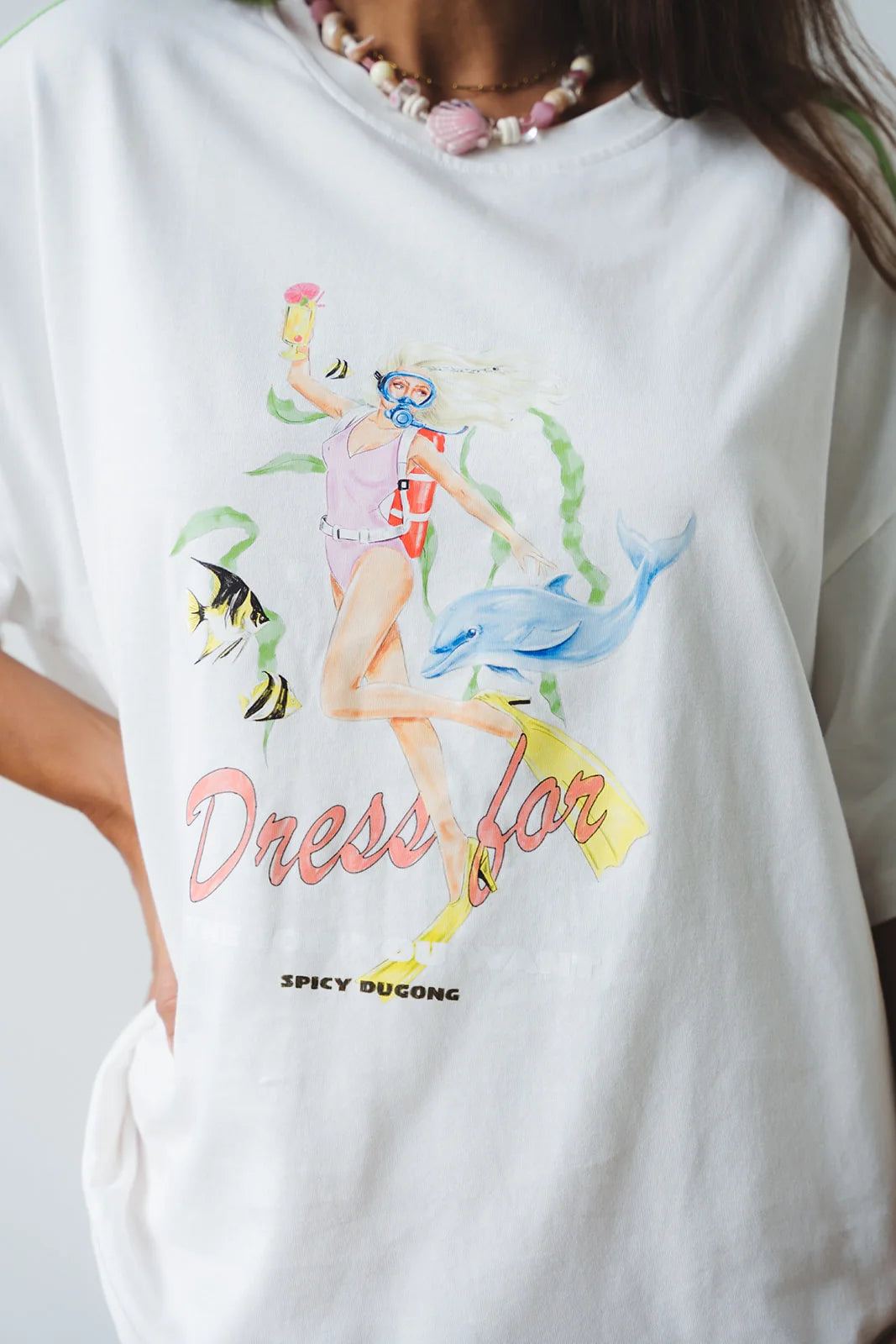Dress For Job You Want Tee - White Spicy Dugong