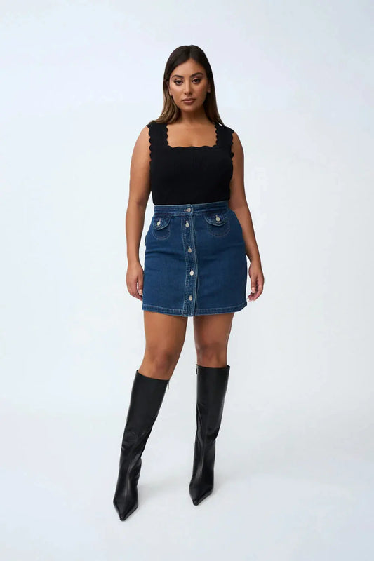 Daze Denim Pipe Mini Skirt By Johnny