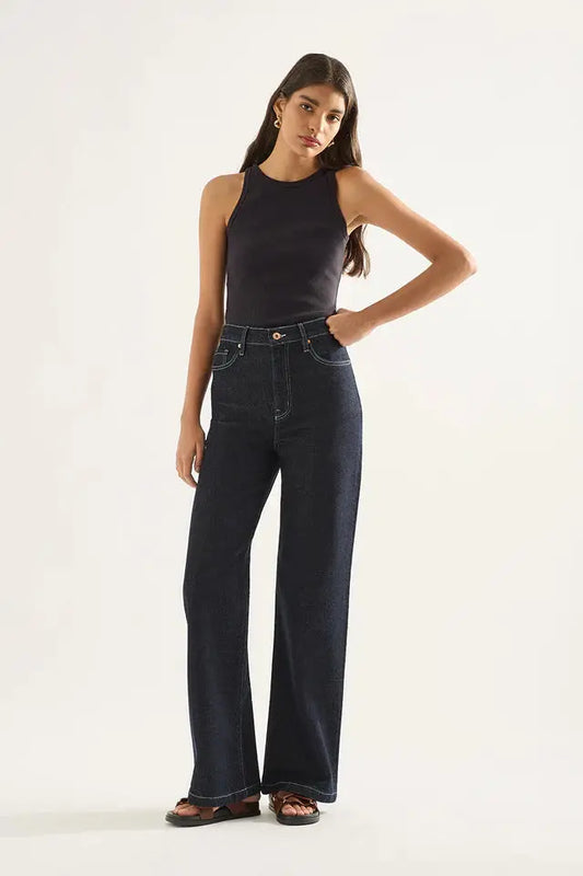 Ellie Super High Wide Jean - Rinse Outland Denim