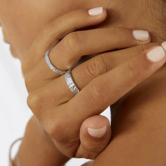 Eros Silver Textured Ring Arms of Eve