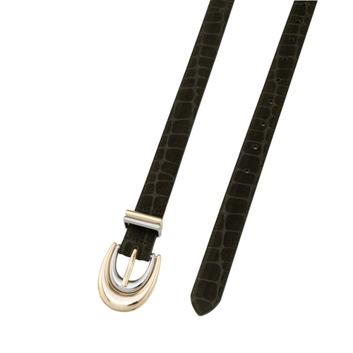 Vincent Belt XS-M - Olive Croc Sancia