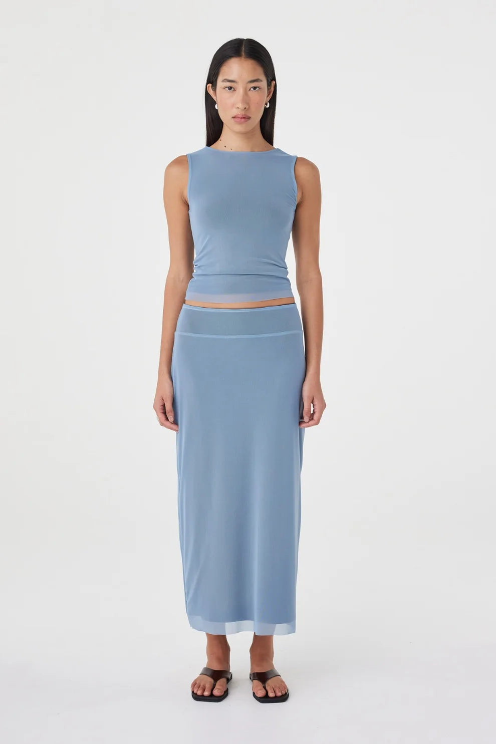 Eden Reversible Skirt - Pale Blue and Espresso Arcaa