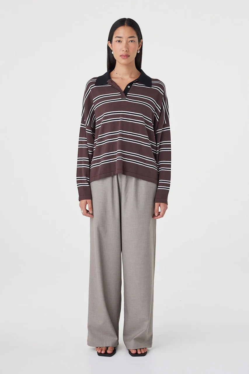 Rayne Knit Jersey - Espresso Black and Cream Arcaa