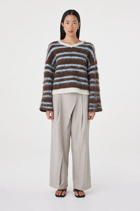 Lucca Sweater - Espresso and Blue Stripe Arcaa