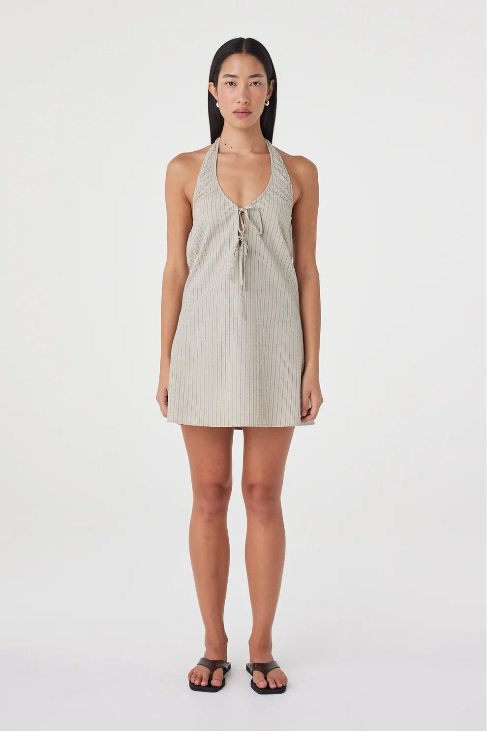 Joni Mini Dress - Taupe Stripe Arcaa