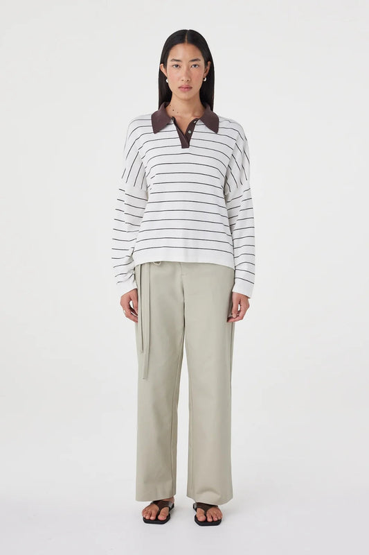 Zia Tie Knit Jersey - Cream and Espresso Stripe Arcaa