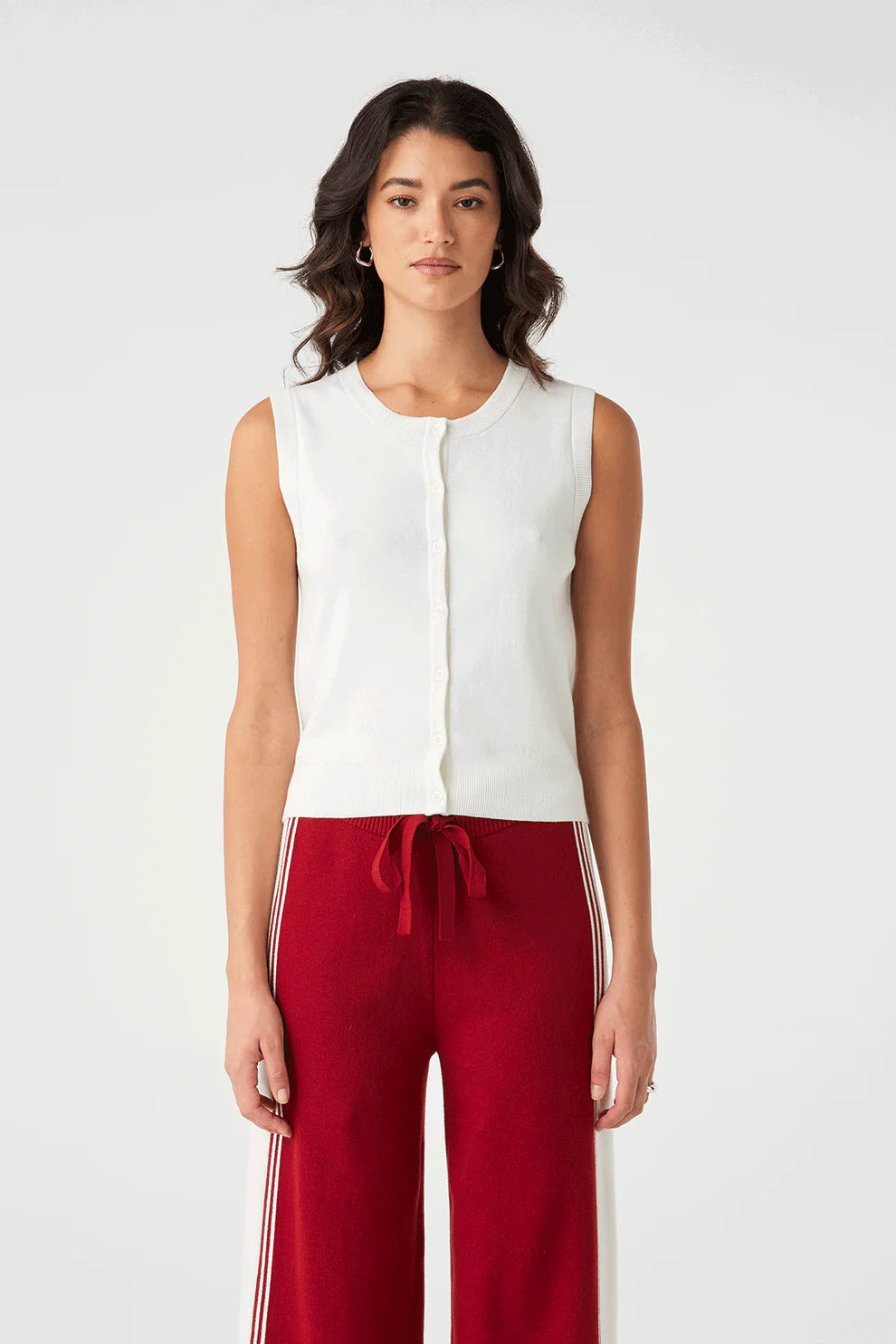 Finley Button Up Vest - Cream Arcaa At Cloth In Brick 02