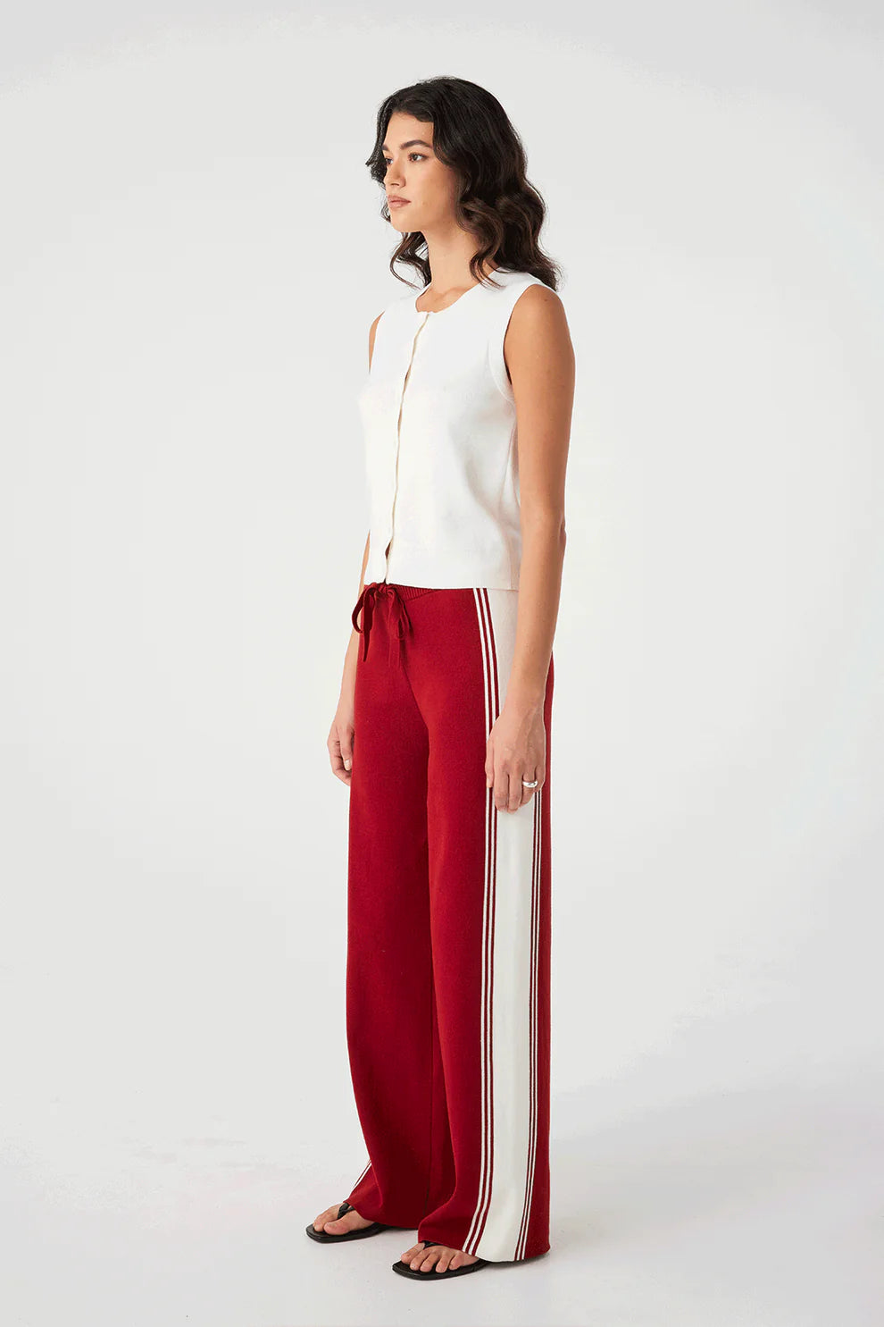 Finley Button Up Vest - Cream Arcaa At Cloth In Brick 03