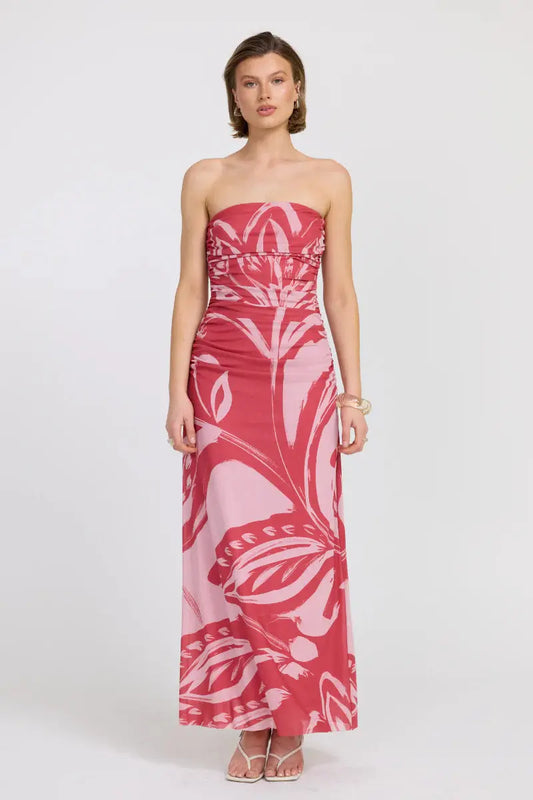 Flora Strapless Dress - Hibiscus Sovere