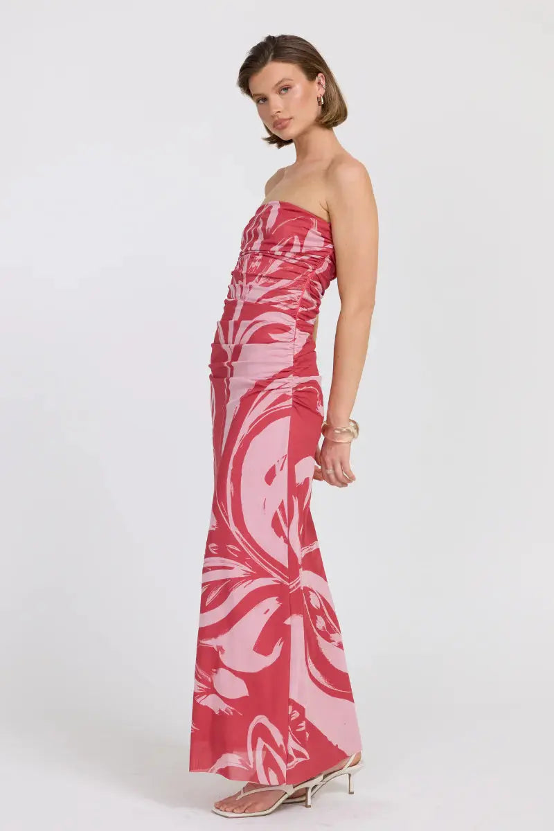 Flora Strapless Dress - Hibiscus Sovere