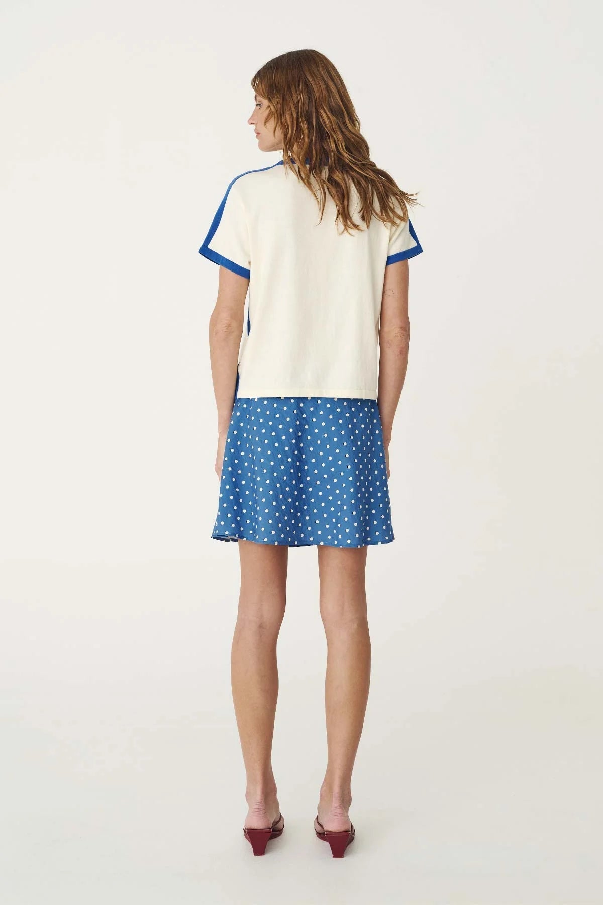 Frannie Silk Mini Skirt - Cornflower Spot Rowie