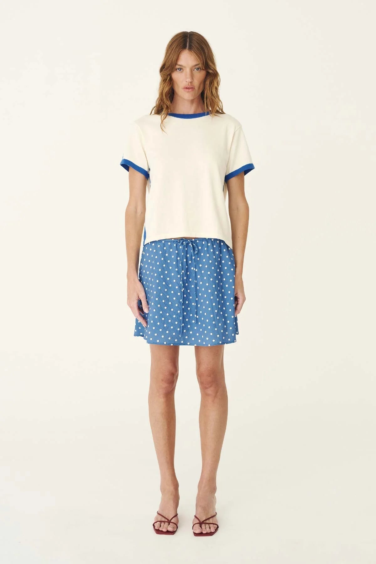 Frannie Silk Mini Skirt - Cornflower Spot Rowie