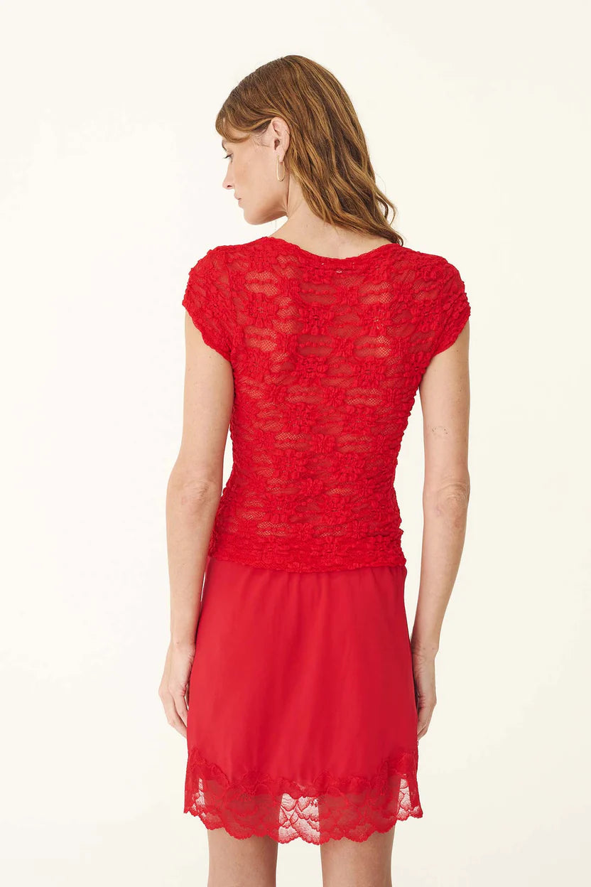 Galo Sunflower Lace Tee - Flame Red Rowie
