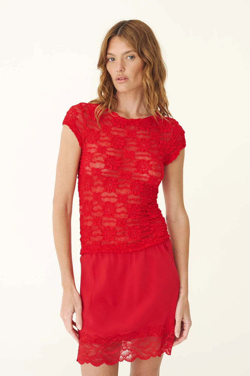 Galo Sunflower Lace Tee - Flame Red Rowie