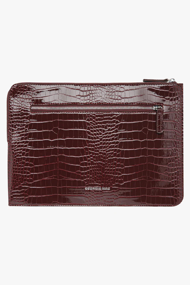 Zoe Laptop Sleeve 13-14" Burgungy Croc Georgia Mae