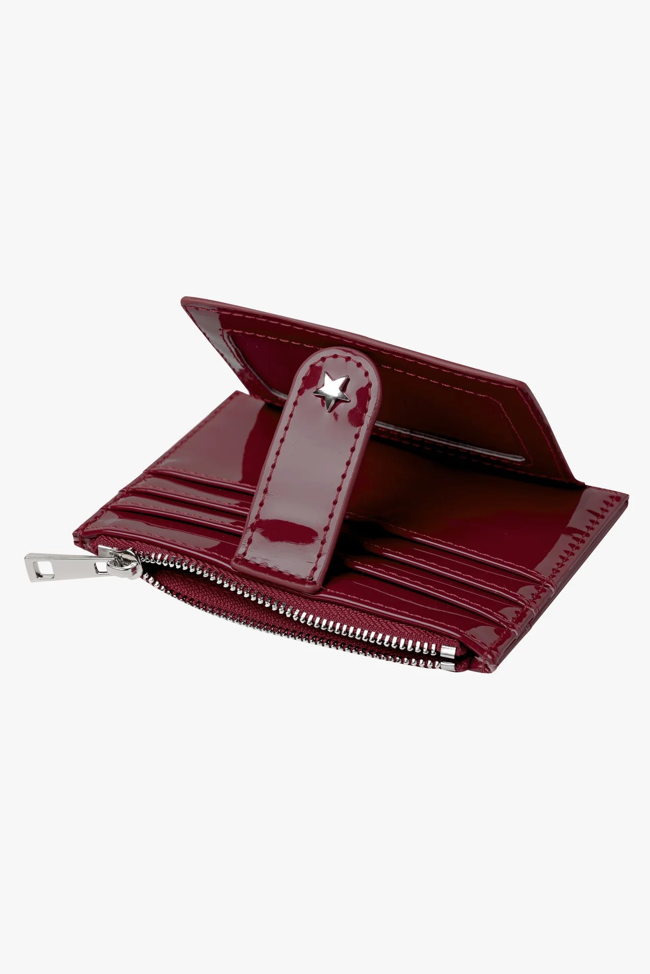Daisy Card Wallet - Patent Burgundy Georgia Mae