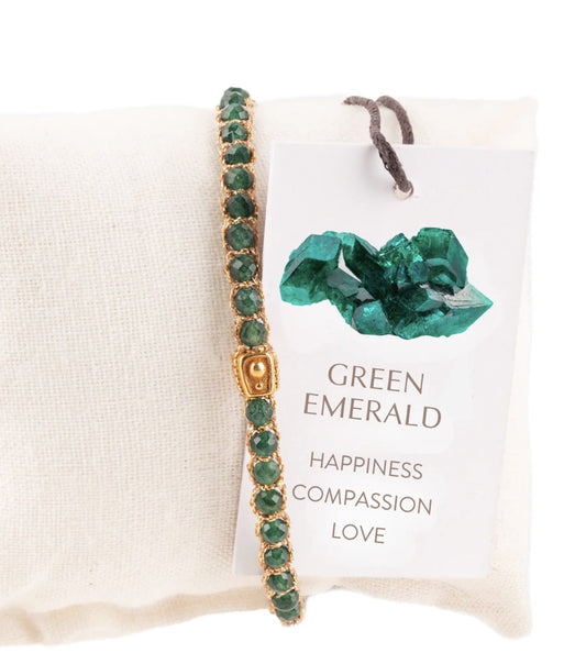 Green Emerald Crystal Gemstone Bracelet - May Birthstone Nusands
