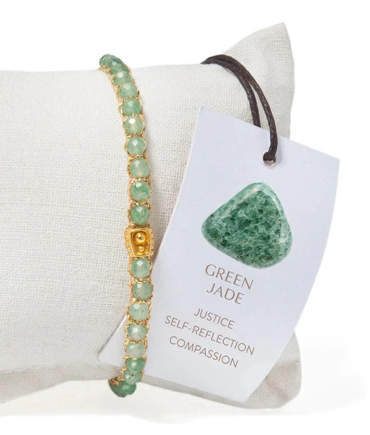 Green Jade Crystal Gemstone Bracelet - Gold Nusands