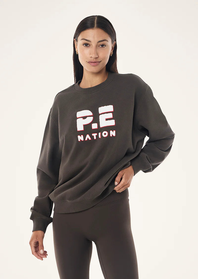 Heads Up Boucle Sweat - Dark Olive P.E Nation