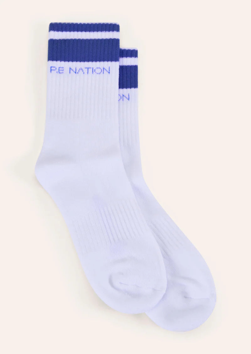 Homage Sock - Bright Navy and Whisper White
