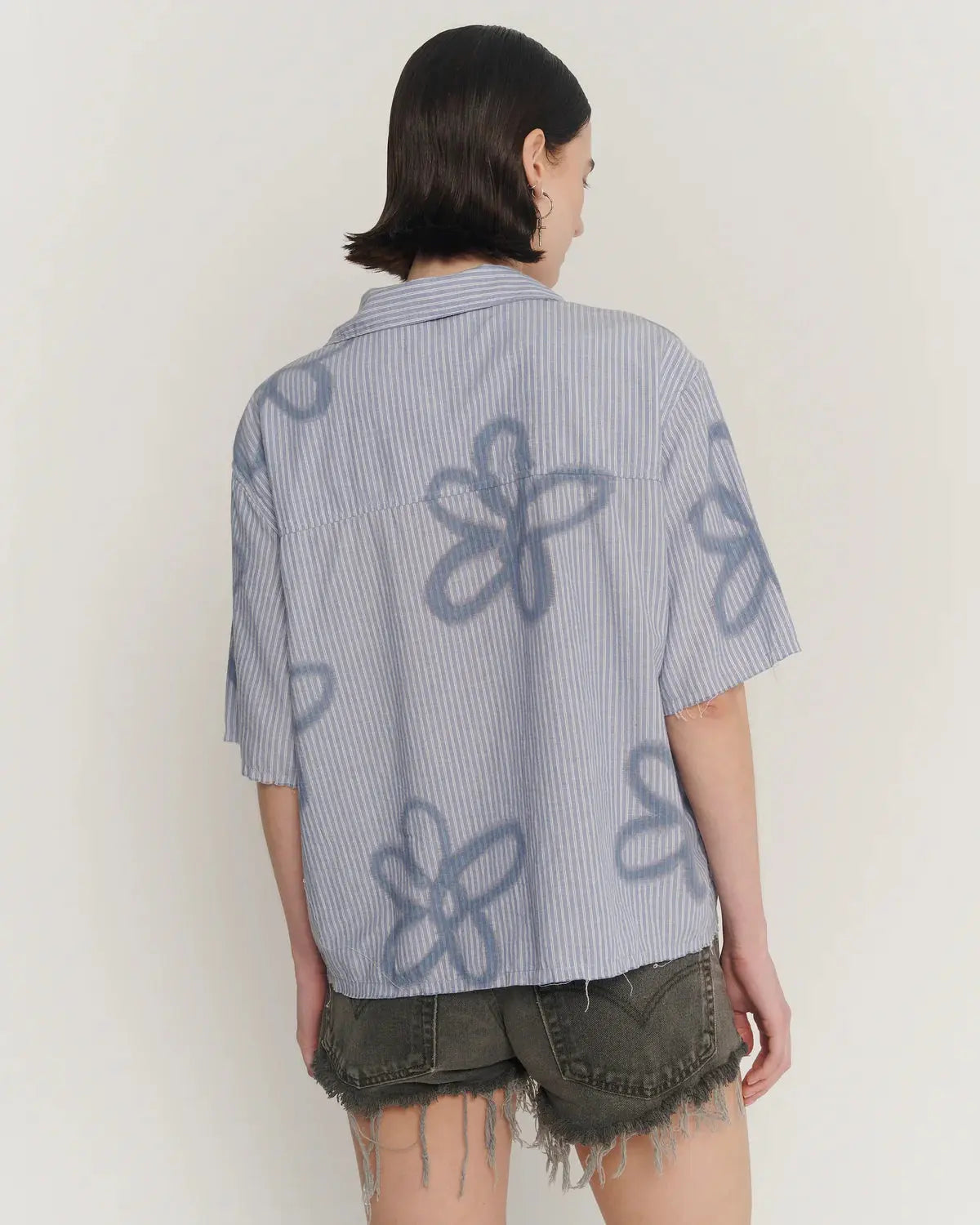 Hand Sprayed Flower Yarn Dye Stripe Camp Shirt The Tales