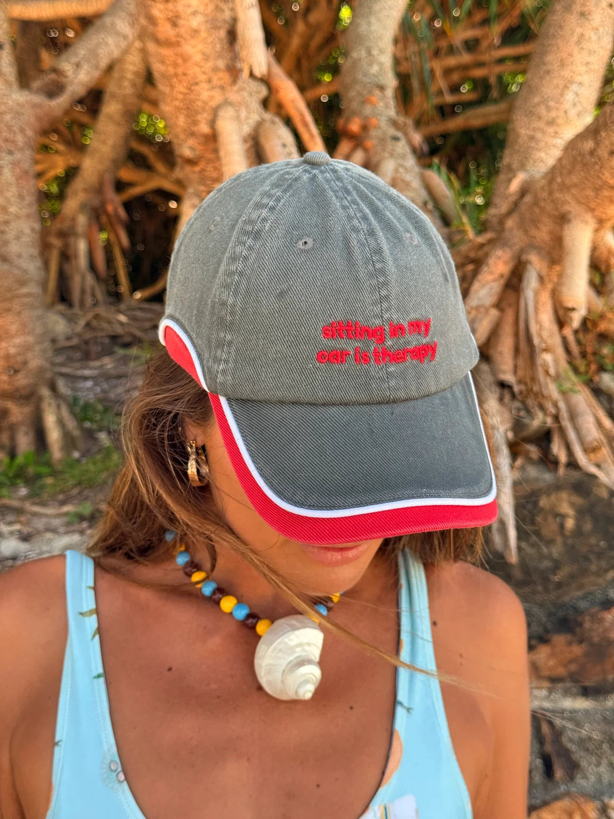 Sitting In My Car Is Therapy Cap - Red Spicy Dugong