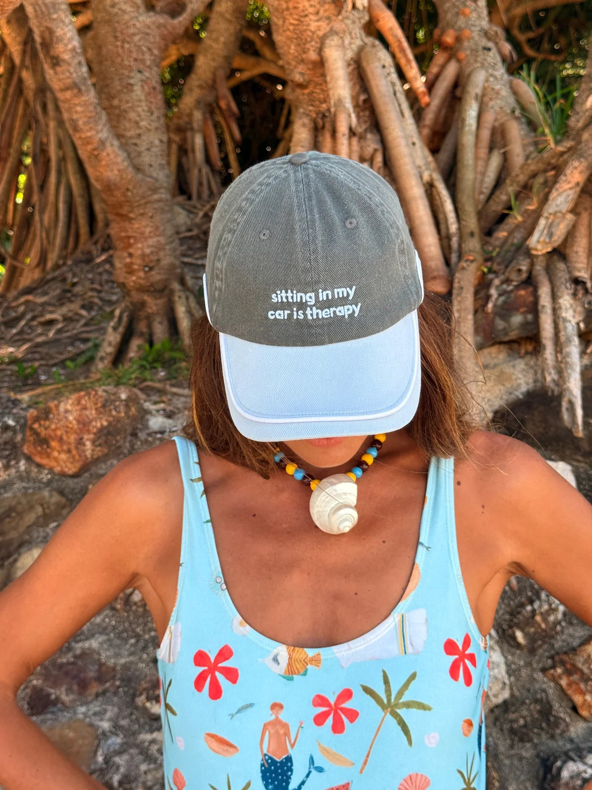 Sitting In My Car Is Therapy Cap - Blue Spicy Dugong