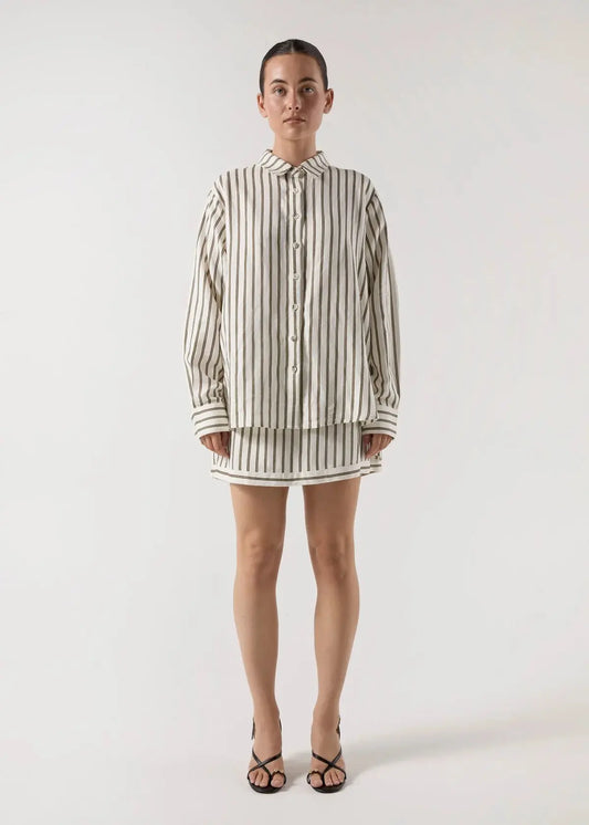 Isabel Stripe Linen Shirt Bisk the Label